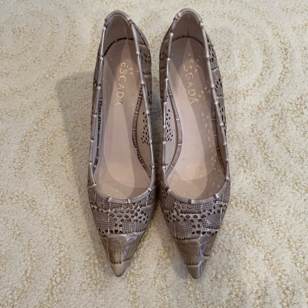 Escada Croc Print Perforated Heels NIB